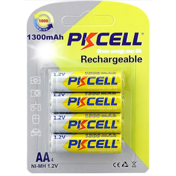 Аккумулятор PKCELL 1.2V AA 1300mAh NiMH Rechargeable Battery, 4 штуки у блістері ціна за блістер, Q12