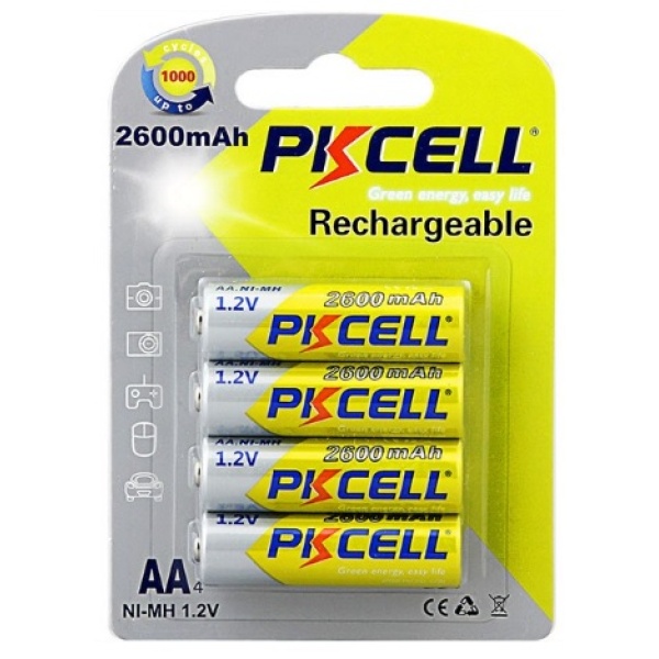 Аккумулятор PKCELL 1.2V AA 2600mAh NiMH Rechargeable Battery, 4 штуки у блістері ціна за блістер, Q12