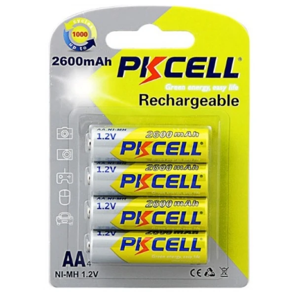 Аккумулятор PKCELL 1.2V AA 2600mAh NiMH Rechargeable Battery, 4 штуки у блістері ціна за блістер, Q12