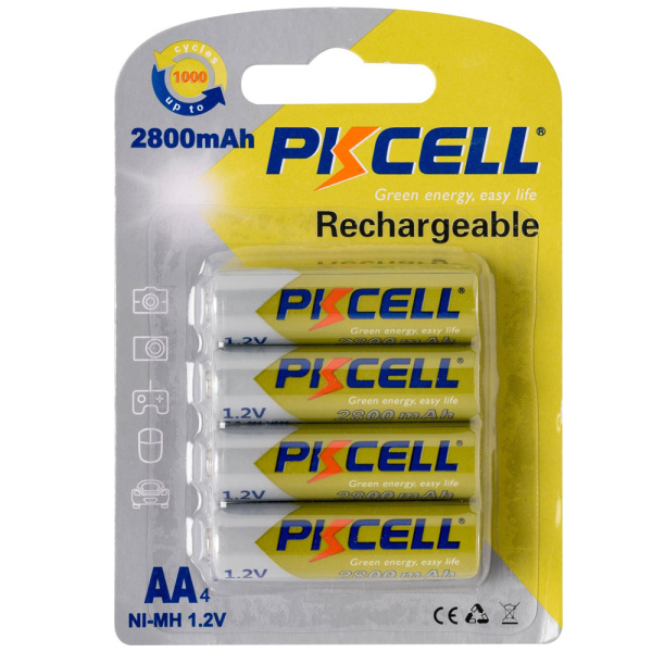 Аккумулятор PKCELL 1.2V AA 2800mAh NiMH Rechargeable Battery, 4 штуки у блістері ціна за блістер, Q12