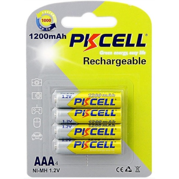 Аккумулятор PKCELL 1.2V AAA 1200mAh NiMH Rechargeable Battery, 4 штуки у блістері ціна за блістер, Q12