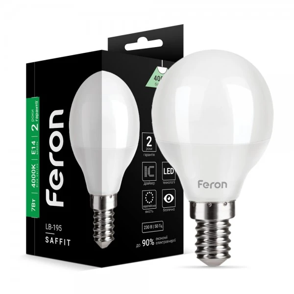 Світлодіодна лампа Feron LB-195 P45 230V 7W 720Lm E14 4000K (5559)