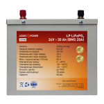 Аккумулятор LP LiFePO4 24V - 30 Ah (BMS 20A) металл