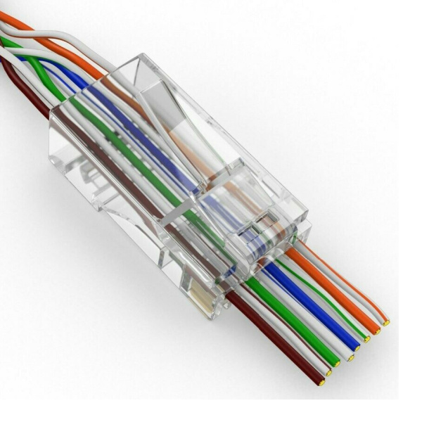 Конектор Merlion RJ-45 8P8C UTP Cat-5 (50 шт/уп.) для скрізного підключення