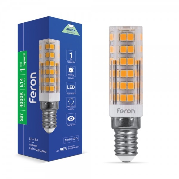 Світлодіодна лампа Feron LB-433 230V 5W 450Lm E14 4000K (6420)