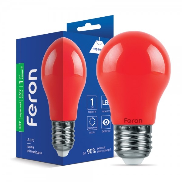 Світлодіодна лампа Feron LB-375 A50 230V 3W E27 червона (6500)