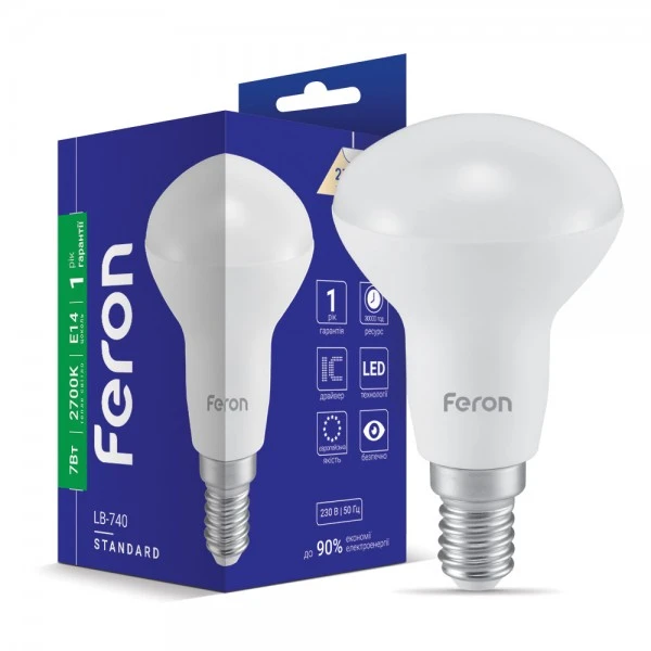 Світлодіодна лампа Feron LB-740 R50 230V 7W 540Lm E14 2700K (6300)