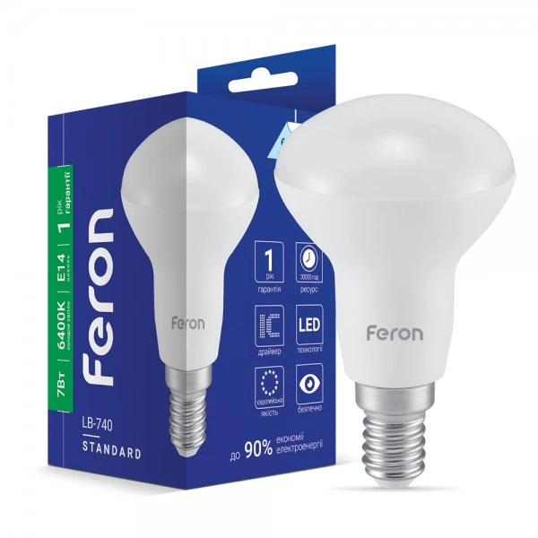 Світлодіодна лампа Feron LB-740 R50 230V 7W 580Lm E14 6400K (6302)