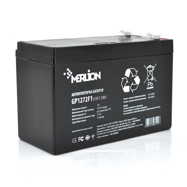 Акумуляторна батарея MERLION AGM GP1272F1 12 V 7,2 Ah (150 x 65 x 95 (100)) Black Q10