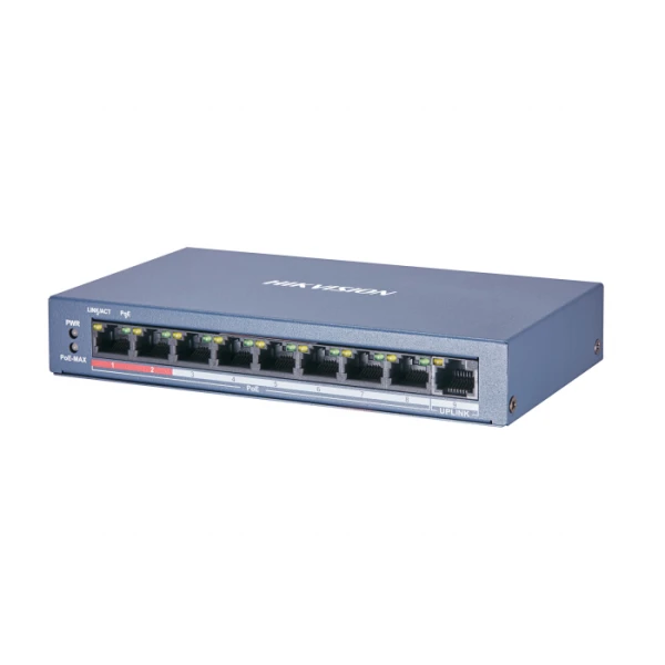 Комутатор POE Hikvision 51V DS-3E0109P-E/M 8 портів POE + 1 порт Ethernet (Uplink) 10/100Мбіт/сек, БП 51В, корпус метал, BOX