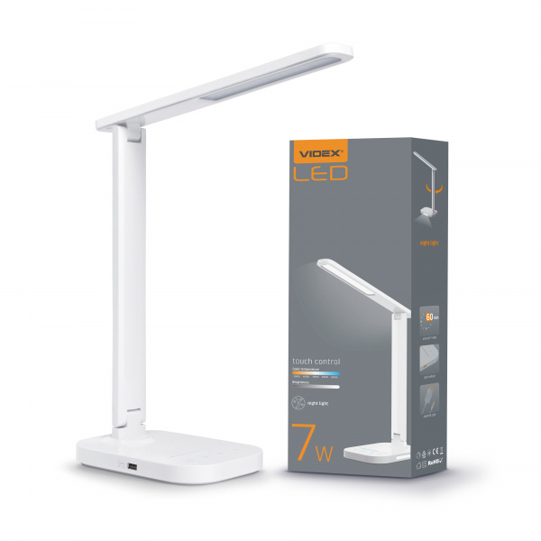 LED настільна лампа VIDEX TF12W 7W 3000-6500K