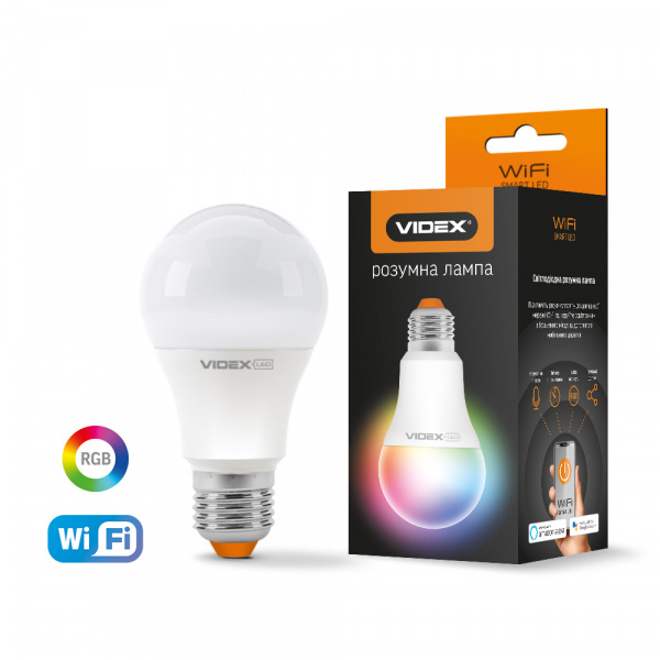 LED смарт лампа VIDEX A60 RGB CW WI-FI 12W E27