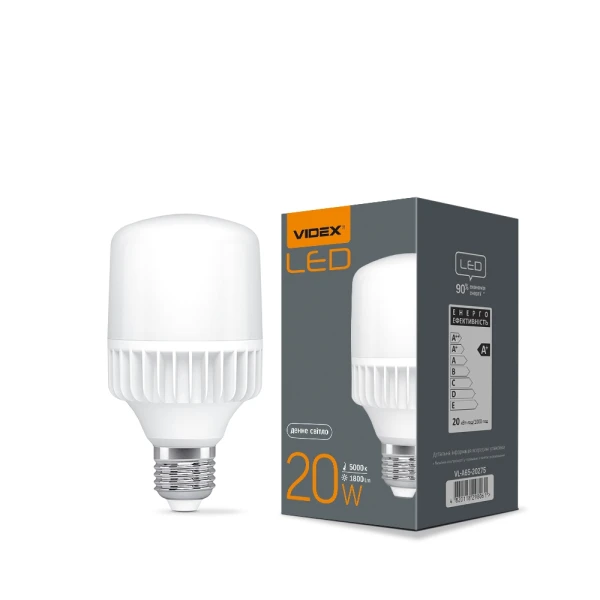 LED лампа VIDEX A65 20W E27 5000K 220V 40шт (VL-A65-20275)