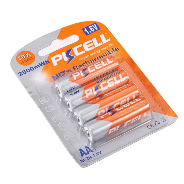 Аккумулятор PKCELL 1.6V AA 2500mAh NiZn Rechargeable Battery, 4 штуки у блістері ціна за блістер, Q12