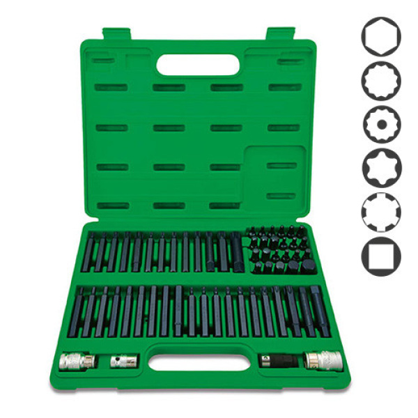 Професійний набір біт TORX, HEX, SPLINE, RIBE, SQ 60од. TOPTUL GCAI6003