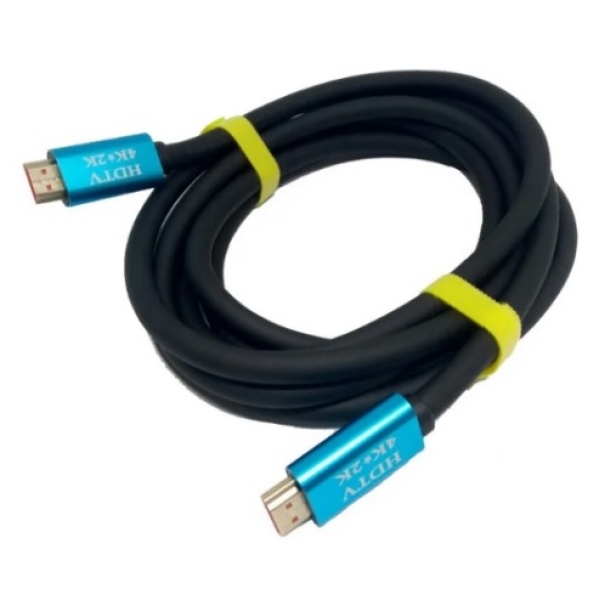 Кабель Merlion HDMI-HDMI 4Kx2K Ultra HD, 10.0m, v2,0, круглий Black, конектор Blue, Blister-box, Q20