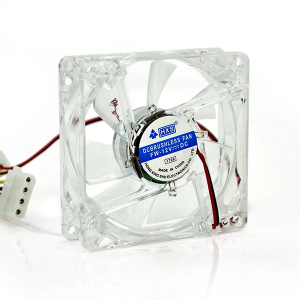 Кулер корпусних Merlion HXS 8025 прозрачний DC sleeve fan Molex 4+4pin - 80*80*25мм, 1500об/хв