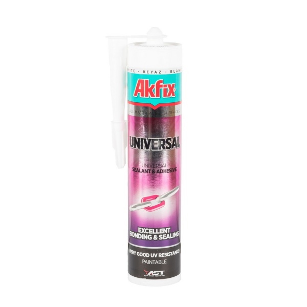 Клей-герметик AKFIX MS Polimer "All Bond" Universal 290 мл білий AMS22