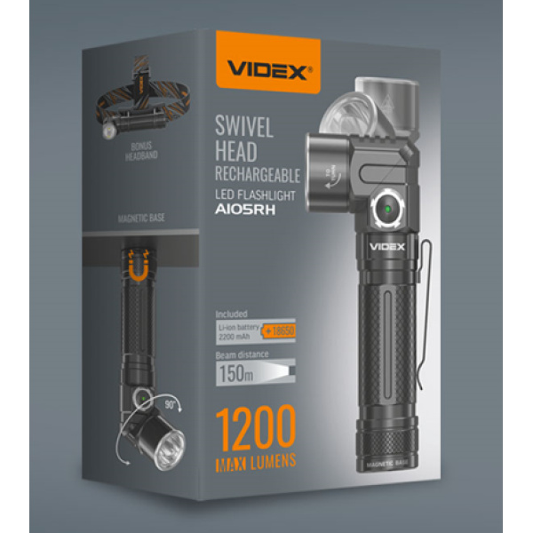 Портативний світлодіодний фонарик VIDEX VLF-A105RH 1200Lm 5000K