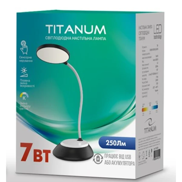 LED лампа настільна DC3 TITANUM TLTF-022B 7W 3000-6500K USB чорна