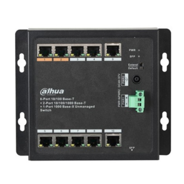 8-портовий POE комутатор Dahua DH-PFS3009-8ET1GT-96, 8xPoE(100M) + 2xRJ45(1000M) + 1xSFP(1000M)