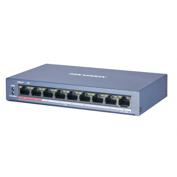 8 портовий POE комутатор Hikvision DS-3E0109P-E/M(B) 8xRJ45 (100M) PoE + 1x RJ45 (100M)
