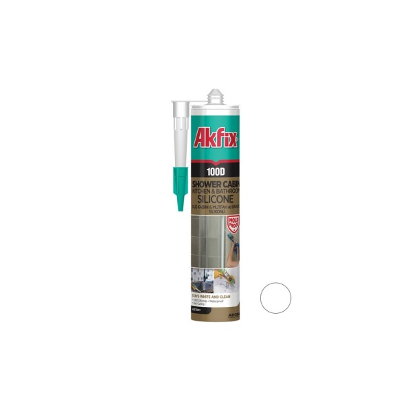 Силікон для душових кабін AKFIX 100D 280 мл/340 г білий SA062