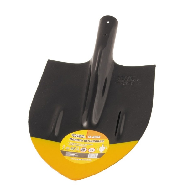 Лопата штикова MASTERTOOL 210х290х405 мм чорно-жовте фарбування 0.7 кг 14-6255