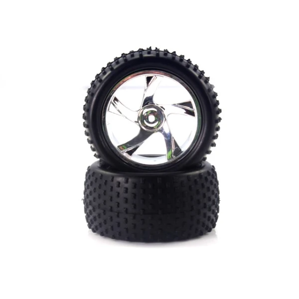 28653V 1:18 Tire And Chrome Rim For Truggy (23626v+28652) 2p