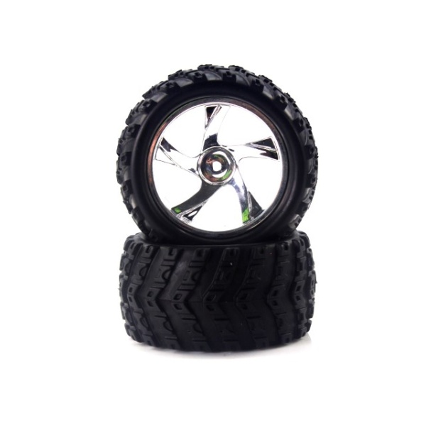 28663V 1:18 Tire And Chrome Rim For Monster Truck (23626v+28662) 2p