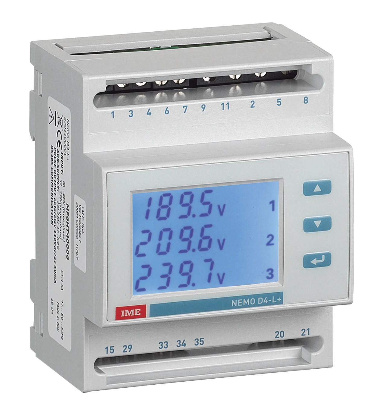 2877007.jpg Аналізатор мережі Nemo D4-L+ з RS485 Вх. 1/5A 80-480Vca/Aux 20...150Vdc+48Vac, LV/MV - Зображення 1