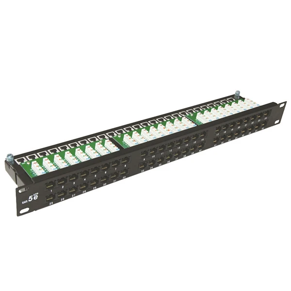 Патч-панель Merlion 48 портів UTP DUAL кат 5Е 19" 1U НЕ екранована чорна Q10