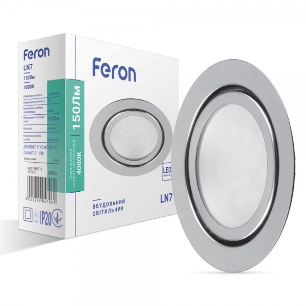 Світлодіодний світильник Feron LN7 3W 150Lm 4000K, хром 70*20мм (5846)