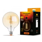 LED лампа VIDEX Filament G125FASD 5W E27 2200K 220V диммерна (VL-G125FASD-05272)