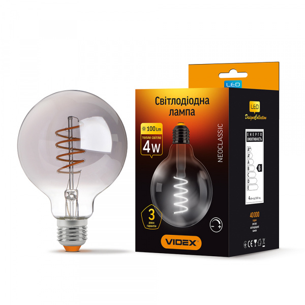 LED лампа VIDEX Filament G95FGD 4W E27 2100K 220V (VL-G95FGD-04272)
