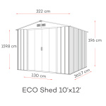 Сарай металевий ECO 362,7x322x196 см зелений з білим - Зображення 8