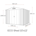 Сарай металевий ECO 362,7x322x196 см зелений з білим - Зображення 8
