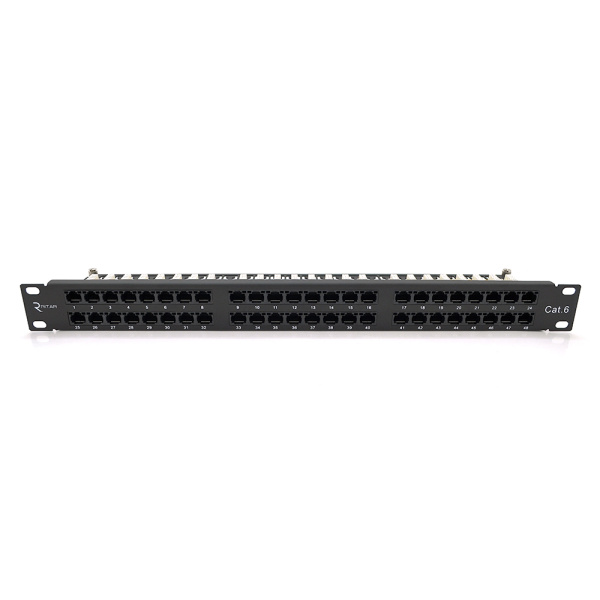 Патч-панель Ritar 48 портів UTP DUAL кат 6 19" 1U НЕ екранована чорна Q10