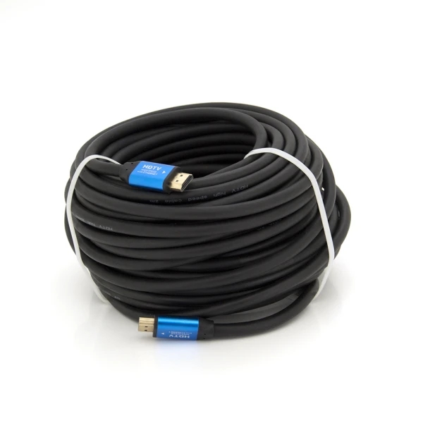 Кабель Merlion HDMI-HDMI 4Kx2K Ultra HD, 25.0m, v2,0, круглий Black, конектор Blue, Blister-box, Q10