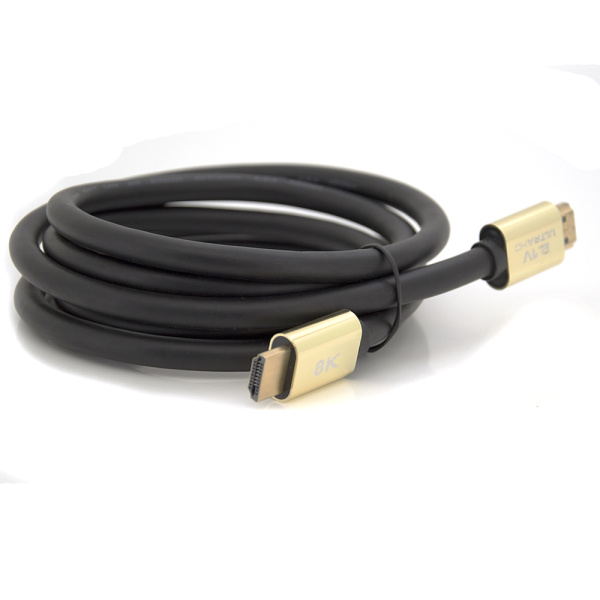 Кабель Merlion HDMI-HDMI 8K Ultra HD (7680x4320P), 1.8m, v2,1, круглий Black, конектор Blue, Blister-box, Q100