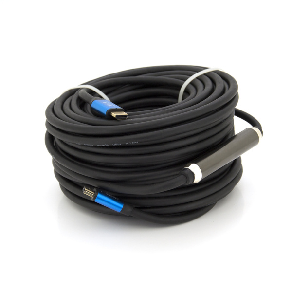 Кабель Merlion HDMI-HDMI 4Kx2K Ultra HD, 30.0m, v2,0, круглий Black, конектор Blue, Blister-box, Q10