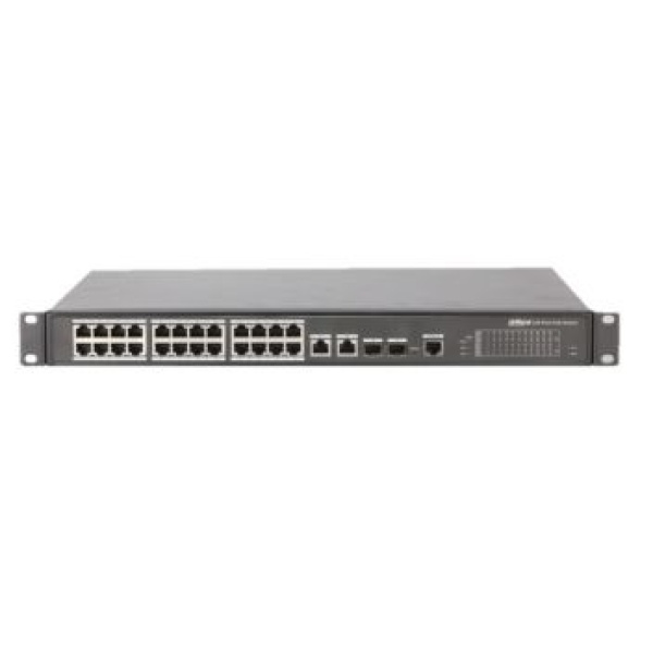 Керований комутатор POE PFS4226-24ET-360 48V з 24 портами POE 100Мбіт + 2 порти UP-Link 1000Мбіт + 2 порти SFP, корпус - метал, Black