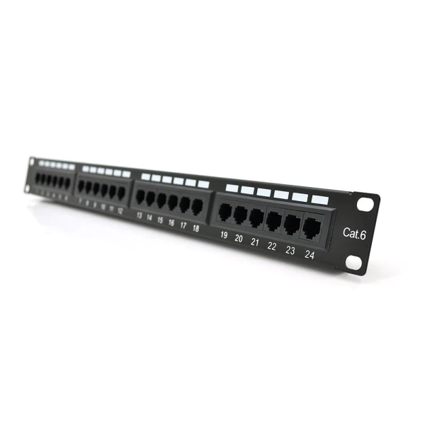 Патч-панель PiPo 24 порти UTP кат 6Е 19" 1U неекранована чорна Q25