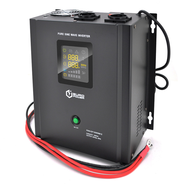 ДБЖ із правильною синусоїдою Europower PSW-EP1000WM12 (1000 Вт) 10/20А, настінний, під зовнішню АКБ 12В, Q1 (410*330*278) 9,15 кг (312*270(310)*1