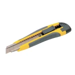 Ніж MASTERTOOL 18 мм ABS пластик TPR покриття з металевою направляючою кнопковий фіксатор 3 леза 17-0119