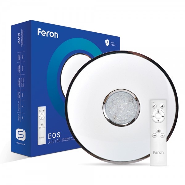 Світлодіодна люстра Feron AL5100 60W коло, 4900Lm 2700K-6400K 490*85mm (5906)