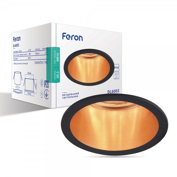 Світильник точковий Feron DL6003 MR16/G5.3 алюміній, чорний+золото (6144)