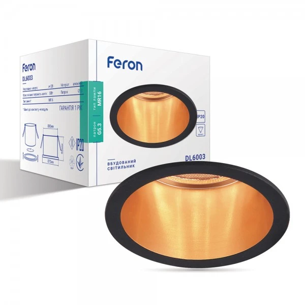 Світильник точковий Feron DL6003 MR16/G5.3 алюміній, чорний+золото (6144)