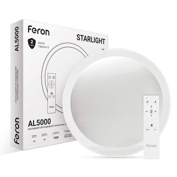 Світлодіодна люстра Feron AL5000 100W коло, 7500Lm 2700K-6400K 650mm (6052)