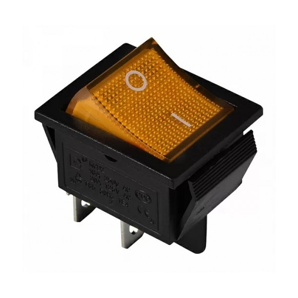 KCD2-201N YL/B 220V Перемикач 1 кл. жовтий з підсвічуванням